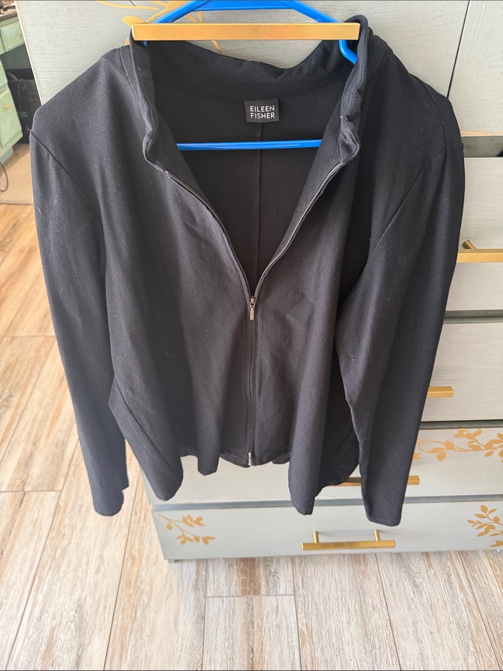 Eileen Fisher Black Zip-Up Lightweight Bomber